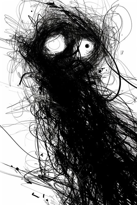 Scribbled Figure with Curious Eyes