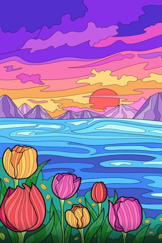 Tulip Sunset Landscape