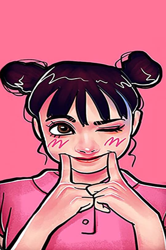 Pink Anime Girl Portrait