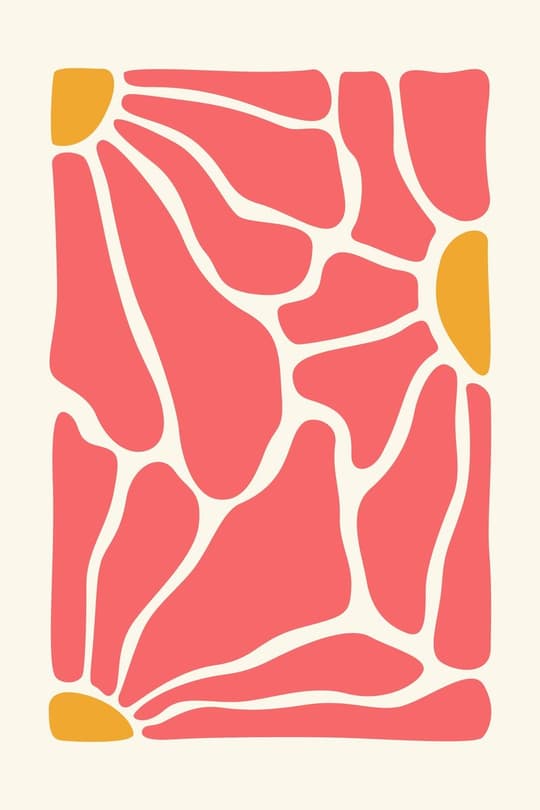 Coral & Gold Abstract