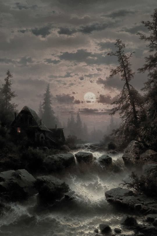 Moonlit Forest Stream