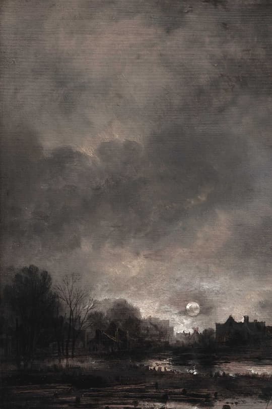 Moonlit River Landscape