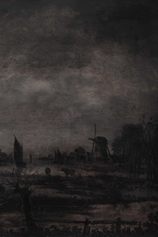 Moonlit Windmill Landscape