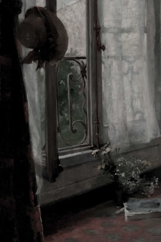 Window with Hat and Flowers