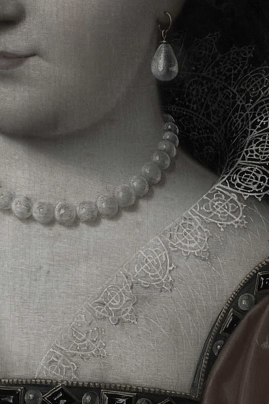 Portrait Detail with Pearl Jewelry