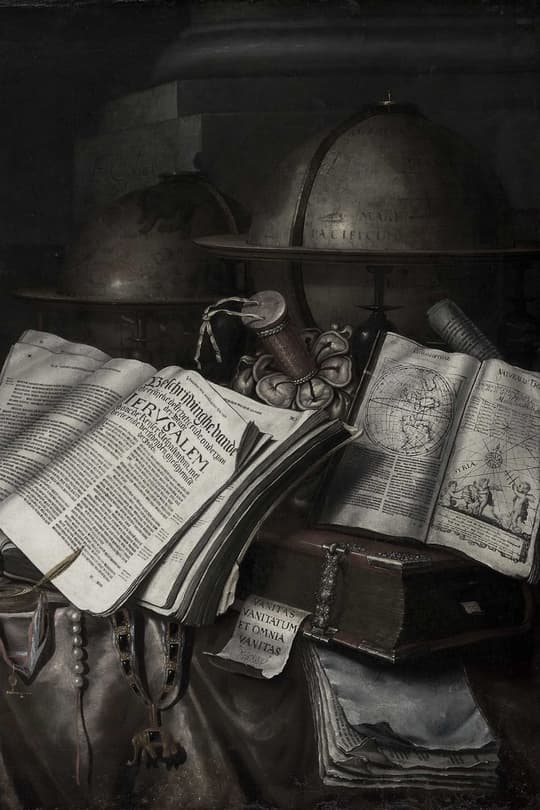 Vanitas with Globes and Books