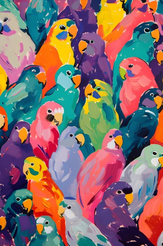 Colorful Parrot Flock