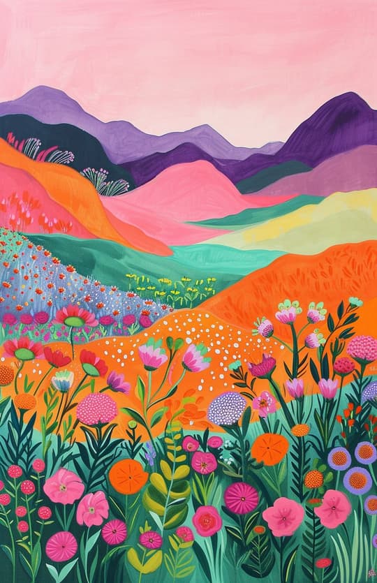 Wildflower Mountain Landscape