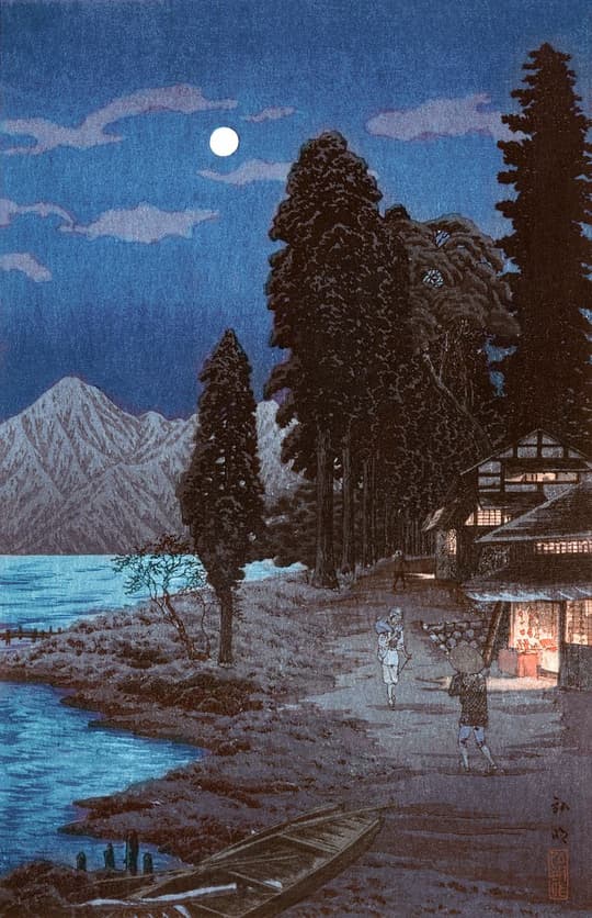 Moonlit Lakeside Temple