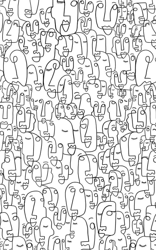 Crowd of Faces Line Art